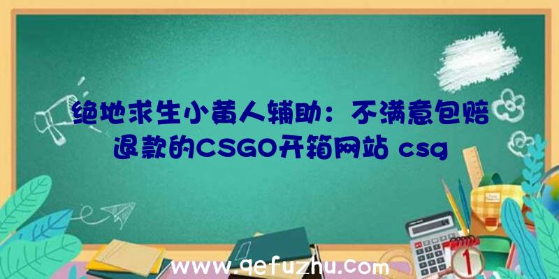 绝地求生小黄人辅助：不满意包赔退款的CSGO开箱网站